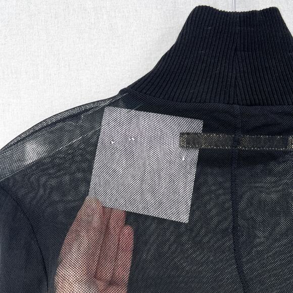 ENZA COSTA Mesh Cuffed Turtleneck Top Womens Medium Black Layering Minimal NEW - Picture 15 of 16